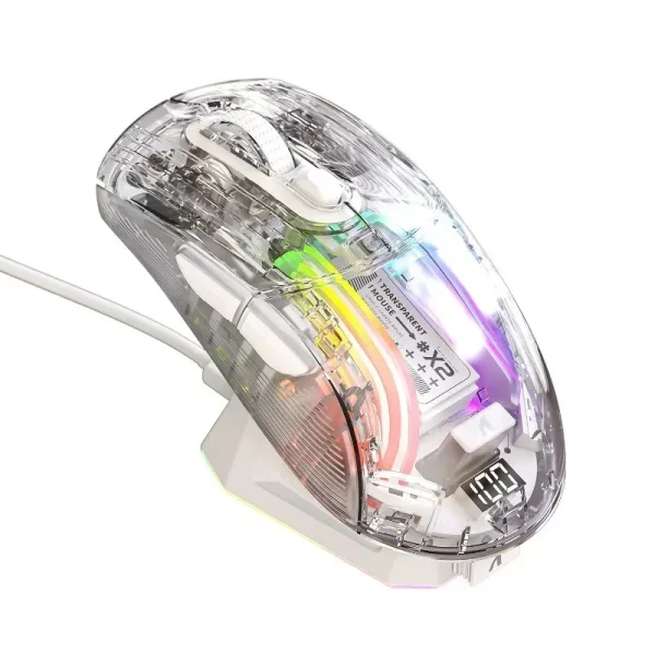 Attack Shark X2 Pro Magnetic Charging Bluetooth Mouse, Tri-Mode , RGB Lights, Transparent, Battery Indicator, Computer Phone