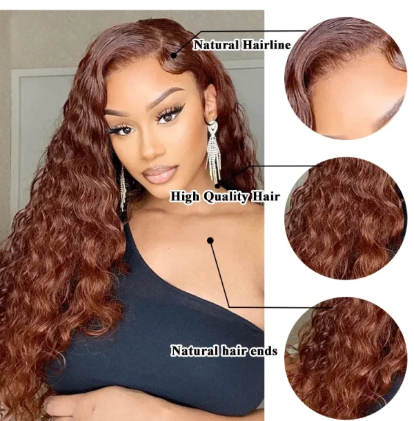 13x4 Ginger Brown Loose Deep Lace Front Wig Synthetic Wigs Chocolate Tranparent Lace Frontal Wig Pre Plucked For Women Party Use - Image 10