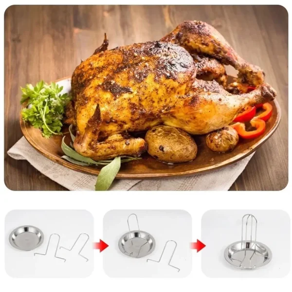 Portable Cooking Pans BBQ Accessories BBQ Tools Barbecue Rack Chicken Roaster Rack Barbecue Grill - Image 8