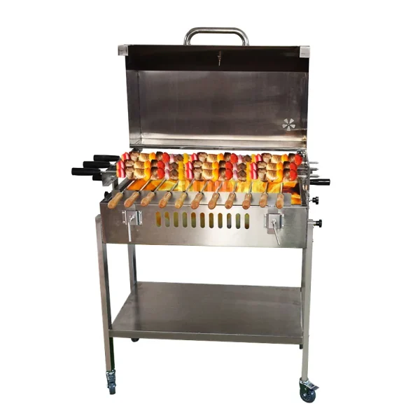 Garden Outdoor Charcoal BBQ Greek Brazilian Cyprus Style Rotating Rotisserie Grill With Hood - Image 7