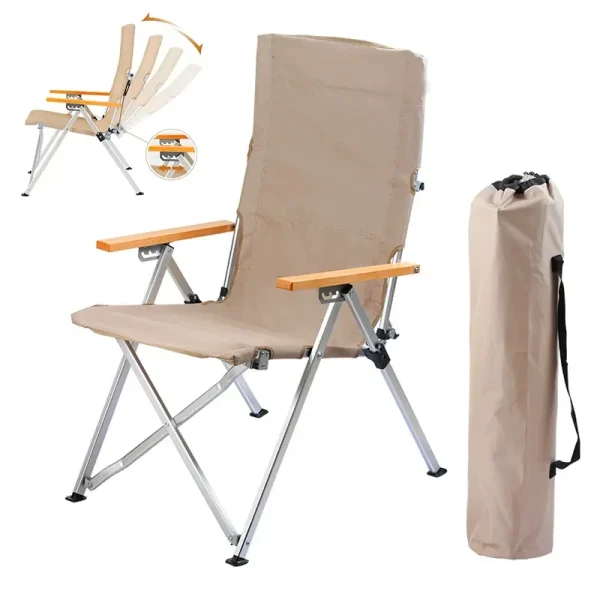 High-back Folding Chair Outdoor Portable Storage Multi-gear Adjustable Lunch Break Chair Camping Beach Lounge Chair - Image 9