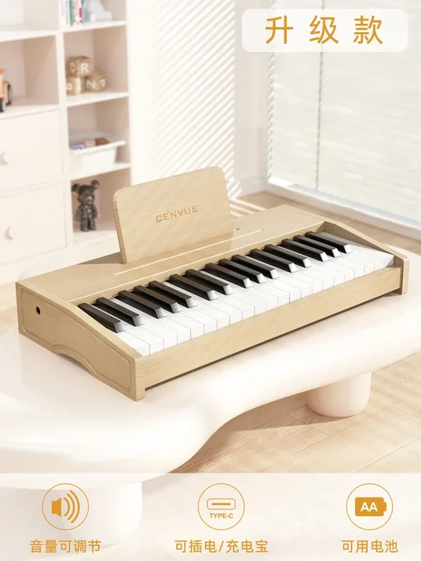 Wooden Children Little Piano Pattern Electronic Keyboard Beginner Baby Infant Boy Girl Baby Toy Gift - Image 11