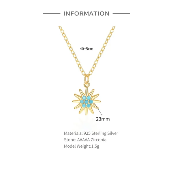 VAL 925 Sterling Silver 18K Gold Color Natural Stone Necklace Turquoise Butterfly Pendant Chain Women's Fashion Jewellery Gifts - Image 10