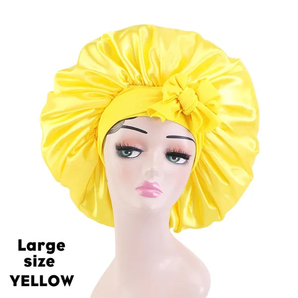 Satin Bonnets Silk Satin Bonnet Cap Night Sleep Hat Hair Bonnets For Women Large Satin Bonnet Silk Hair Wrap Stretchy Tie Band - Image 16