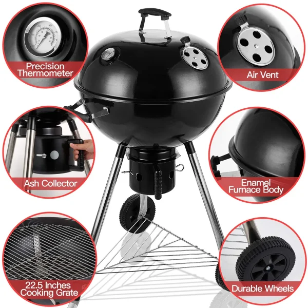 BBQ table Charcoal Grill Portable BBQ Grill Kettle 22.5 inch, Outdoor Grills & Smokers for Patio Backyard Barbecue camping oven - Image 11