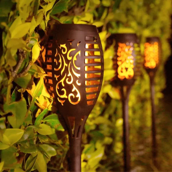 4/6pcs Flickering Flame Lamp Outdoor Solar Torch 12 LED Lights Waterproof Garden Patio RGB Home Christmas Decoration Lantern - Image 22