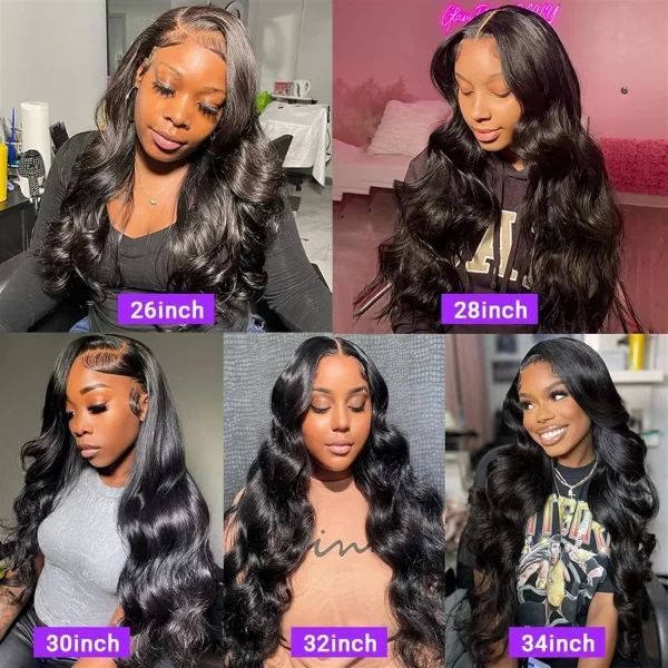 13x6 Hd Transparent Lace Frontal Wigs 100% Brazilian Human Hair Wig Loose Body Wave Black 40 Inch High Density Choice For Women - Image 4