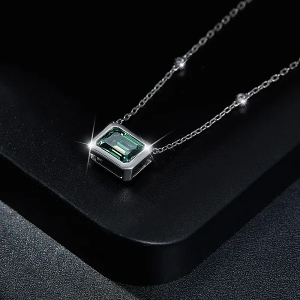 D VVS1 2CT Emerald Moissanite Pendant Necklace for Women Jewelry Plated 18K White Gold Sterling Silver Fashion Adjustable Chain - Image 19