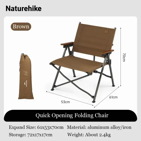 Naturehike Kermit Folding Chair Outdoor Portable Ultralight Aluminum Alloy Portable Picnic Camping Beach Travel Fishing Chair - Image 8