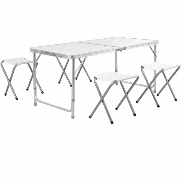 Folding Table 5Pcs Set Aluminum Camping Table 120cm Foldable with 4 Stool Outdoor Furniture Picnic Table and Chair Portable - Image 5