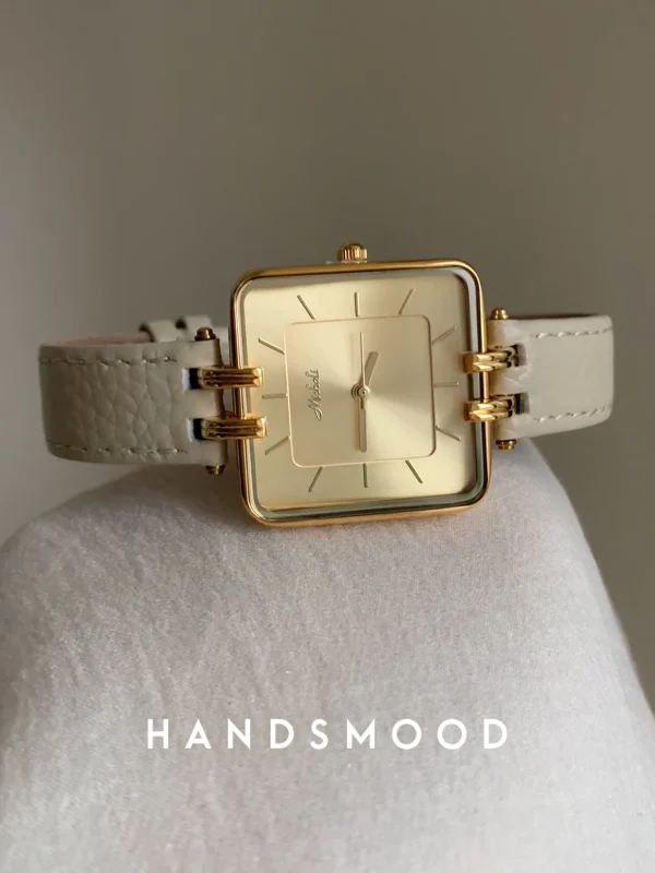 New hot selling cream beige simple square large dial leather women's watch fashionable temperament watch relojes para damas - Image 13