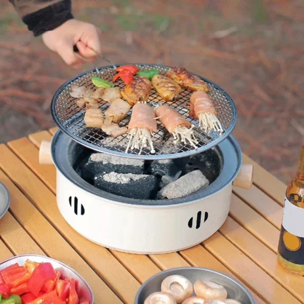 Oven Grill Charcoal Stove Set Stainless Steel Split BBQ Stove Round Non-Stick Barbecue Rack For Outdoor Camping Portable Picnic - Image 4