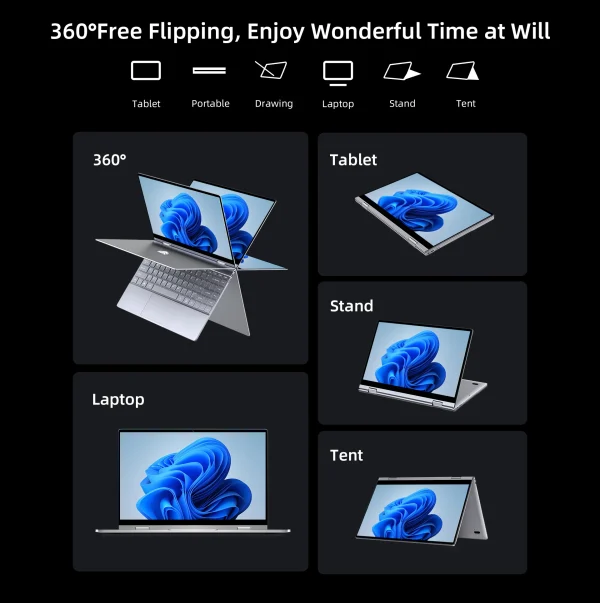 BMAX Y13PRO 360° Laptop 13.3 inch Notebook Windows 11 16GB RAM LPDDR5 512GB SSD 1920*1080 IPS Intel N100 laptops Computer - Image 11