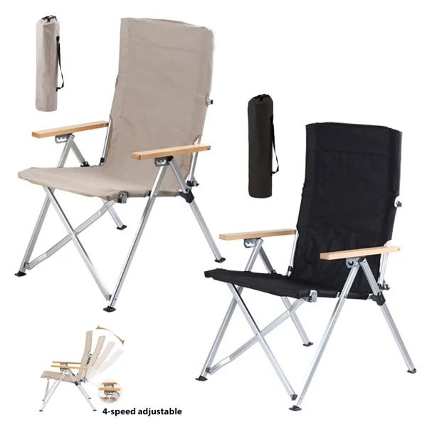 High-back Folding Chair Outdoor Portable Storage Multi-gear Adjustable Lunch Break Chair Camping Beach Lounge Chair - Image 2