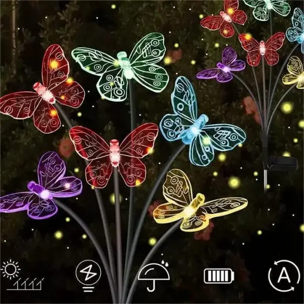 Garden Solar Butterfly Lights Outdoor 6LED Decor Light Waterproof Stake Lights For Yard Pathway Patio - Image 19