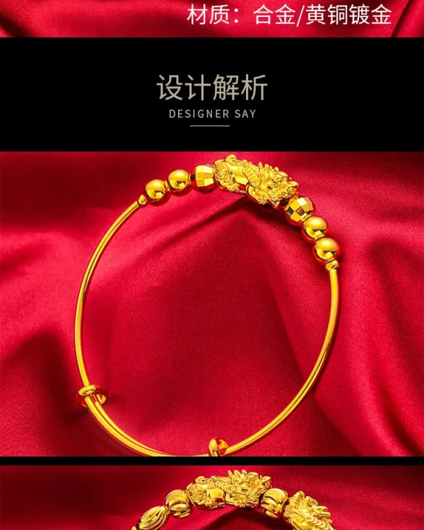 Original 24k Yellow Gold Color Money Pixiu Transfer Beads Bracelets for Women Baby Golden Bangles Fine Jewelry Gifts Not Fade - Image 10