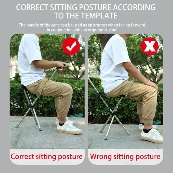 Adjustables Cane Easy To Carry Seat Portable Stool Folding Chair Non Slip Handle Super Light Walking Stick For Outdoor Walking - Image 4