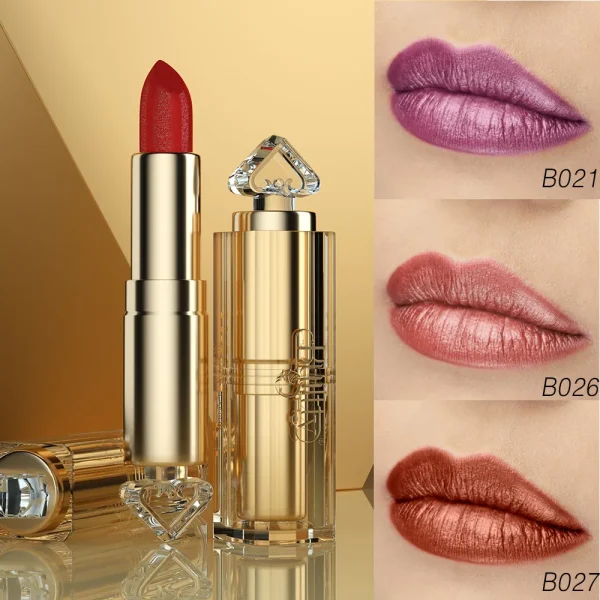 Long Lasting Finish Lipstick Pearl Shimmer Lipstick Sets Glitter Metallic Natural Light Pink Rose Peach Nude Coral Orange Colors