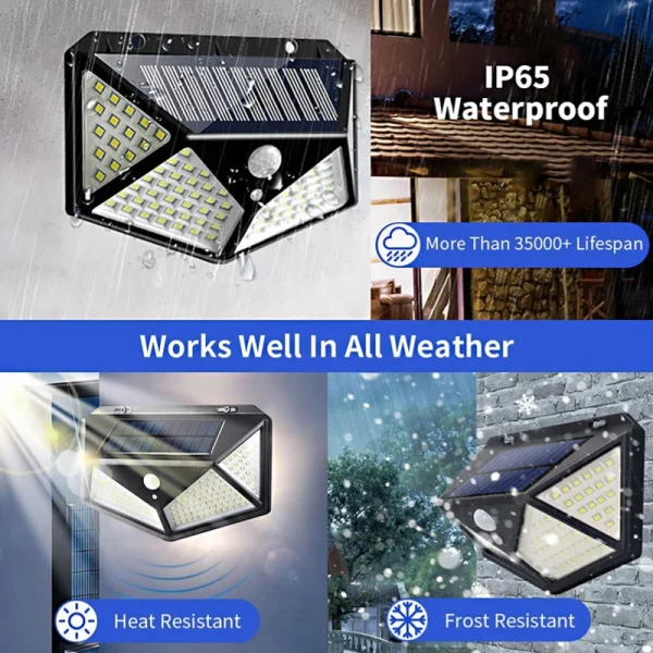 100 LED Solar Lights Waterproof Outdoor Lamp human body Sensor Lamp Outdoor Solar Wireless Lamp For Garden Decoration - Image 4