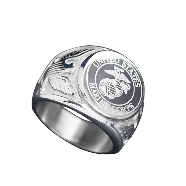 Stainless Steel Men Punk Rock Military USMC ARMY NAVY Rings Jewelry Size 7-13 - Image 2