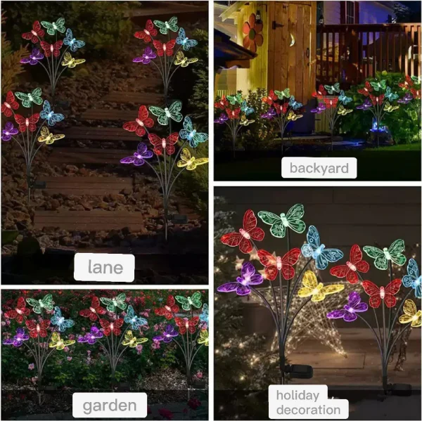 Garden Solar Butterfly Lights Outdoor 6LED Decor Light Waterproof Stake Lights For Yard Pathway Patio - Image 20