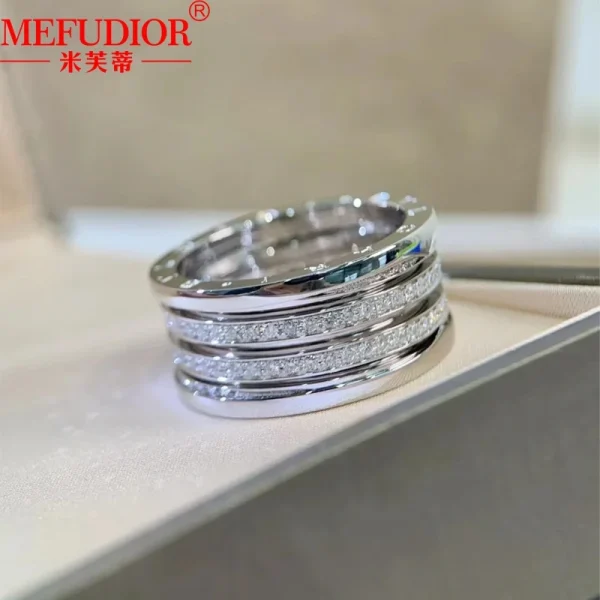 S925 Sterling Silver Moissanite Gear Rings Women and Men‘s Sparkling Full Diamond Rotatable Wedding Band Customized Jewelry Gift - Image 9