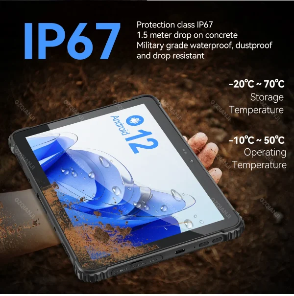 5G Industrial Android 12 Tablet Rugged PDA Triple Defence with Fingerprint Unlock 1D 2D QR Scanner Data Collector for Warehouse - Image 15