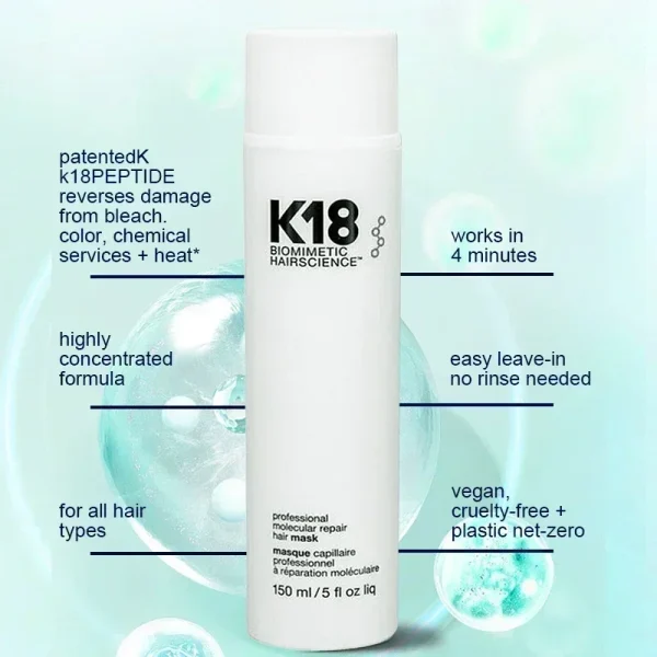 150ml K18 Original  Leave-in Hair Mask Molecular Repairs Dry Damaged Hair 5 Seconds Repairing Smoothing Nourish Hair Care - Image 4