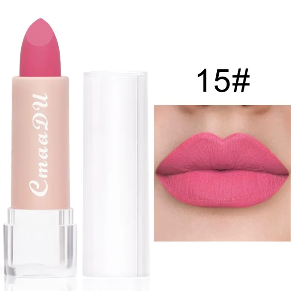 1PC Matte Nude Lipstick Waterproof Long Lasting Non-stick Cup Sexy Red Pink Velvet Lipsticks Women Makeup Cosmetic 15 Colors - Image 9