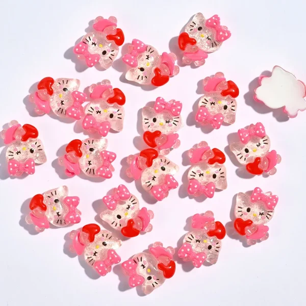 10/20Pcs Kawaii Sanrio Hello Kitty Nail Tips Charms Ornament Acrylic Diy Cartoon Phone Case Nail Accessory Cute Gift for Girl - Image 5