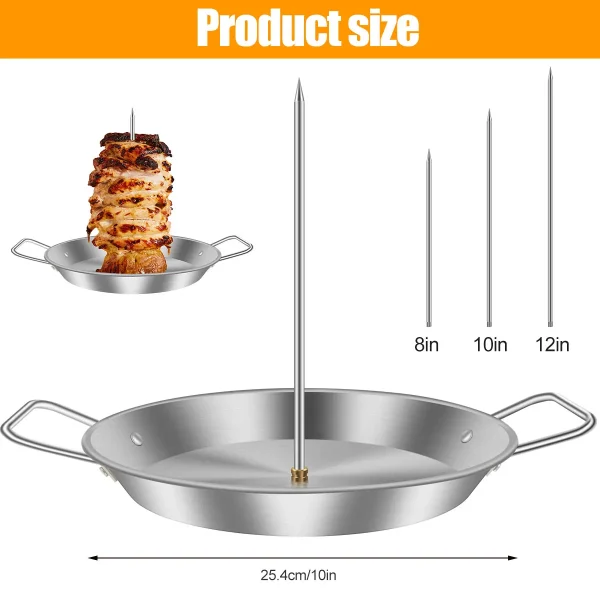 Vertical Skewer Chicken Roaster Rack with Bowl Metal Chicken Roaster Holder Replacement Spikes with Handle Smoker Accessories - Image 14