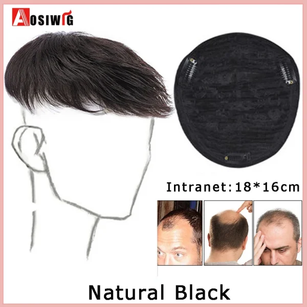 AOSI Synthetic Natural Fake Hairpiece for Men Natural Invisible Topper Closure Hairpiece Suitable For Cover White Hair Loss Hair - Image 15