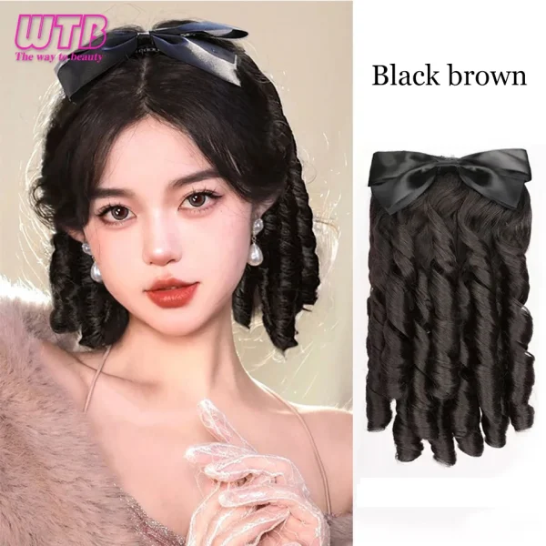 WTB Synthetic Wig Female Retro Hairstyle Roman Curly Wig Long Curly Hair Fake Ponytail Chignon Heat-resistant Wig - Image 8