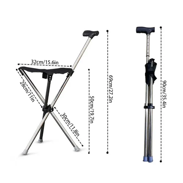 Adjustables Cane Easy To Carry Seat Portable Stool Folding Chair Non Slip Handle Super Light Walking Stick For Outdoor Walking - Image 6