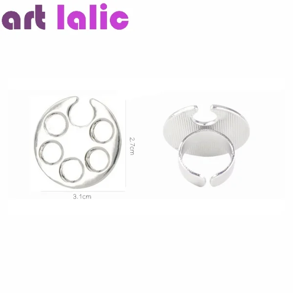 1PC Mini Nail Art Color Palette Cute round Footprint Design Finger Ring Mixing Tool for UV Gel Painting Manicure - Image 3