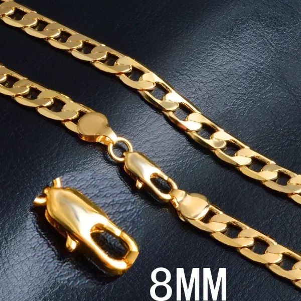 Special offer 18K gold Necklaces 925 Stamp Silver color Classic 8MM sideways chain for Men woman fine Jewelrys Wedding party - Image 3