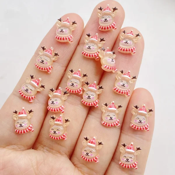 50Pcs Cute Mini Cartoon Shining Christmas Seris Nail Art Resin Designer Charms DIY Craft For Nail 3D Decorations Jewelry - Image 8