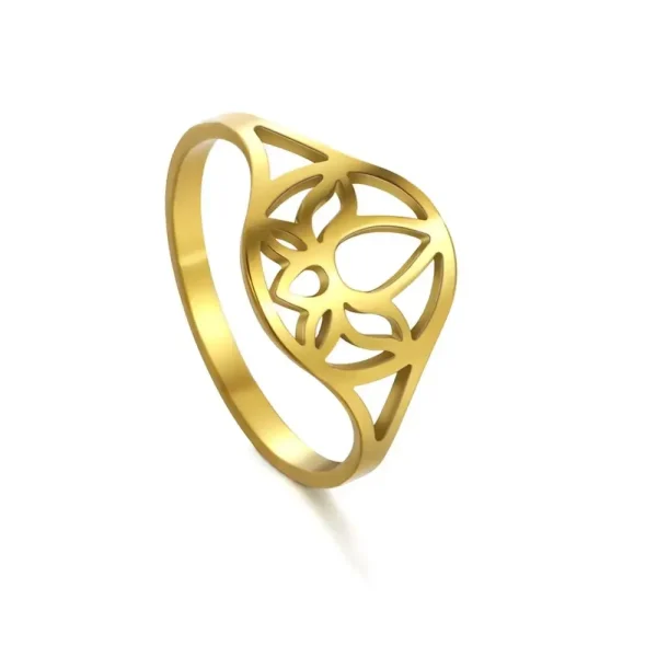 Skyrim Stainless Steel Lotus Flower Rings for Women Vintage Finger Ring Jewelry Female Wedding Engagement Gift Wholesale 2025 - Image 9