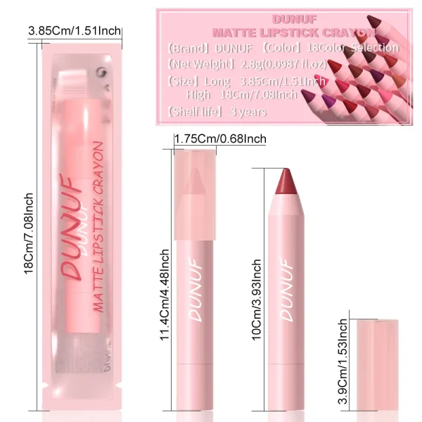 18-Colors Lipstick Pencil Waterproof Sexy Red Matte Contour Tint Lipstick Lasting Non-stick Cup Lipliner Pen Lip Makeup Cosmetic - Image 28