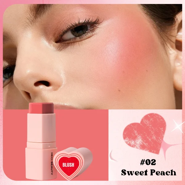 Heart Shape Vegan Creamy Blush Stick Matte Silky Waterproof Pink Blush Cream Makeup Stick High Pigment  3in1 Lip Eye Cheek Tint - Image 13