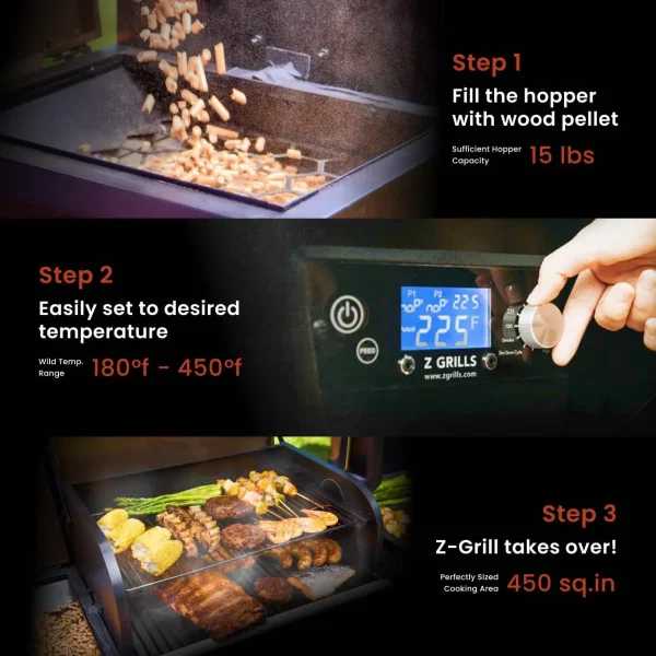 Wood Pellet Grill & Smoker with PID V2.1 Controller, 450 Sq in Cook Area, Meat Probe, 8 in 1 BBQ Grill Outdoor Auto Tem - Image 5