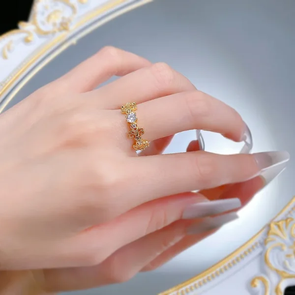 Apaison Gold Plated Hollow Out Rings For Women‘s Single Row High Carbon Diamond Wedding Engagement Party Jewelry - Image 6