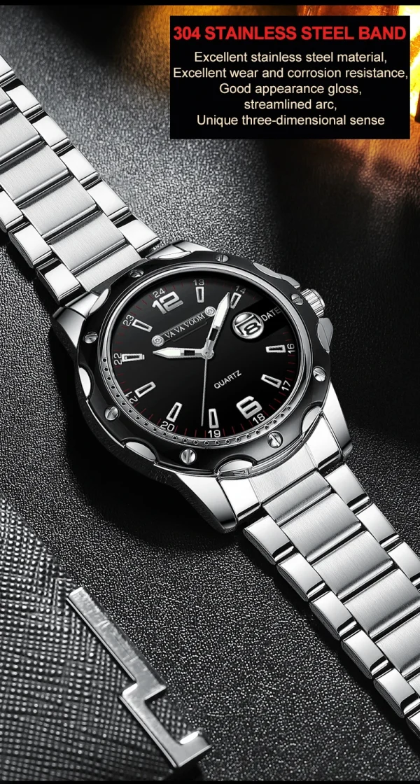 Silver Stainless Steel Men Watches 2023 Luxury Brand Luminous Quartz Military Watch Man Business Waterproof Sport Clock Male New - Image 11