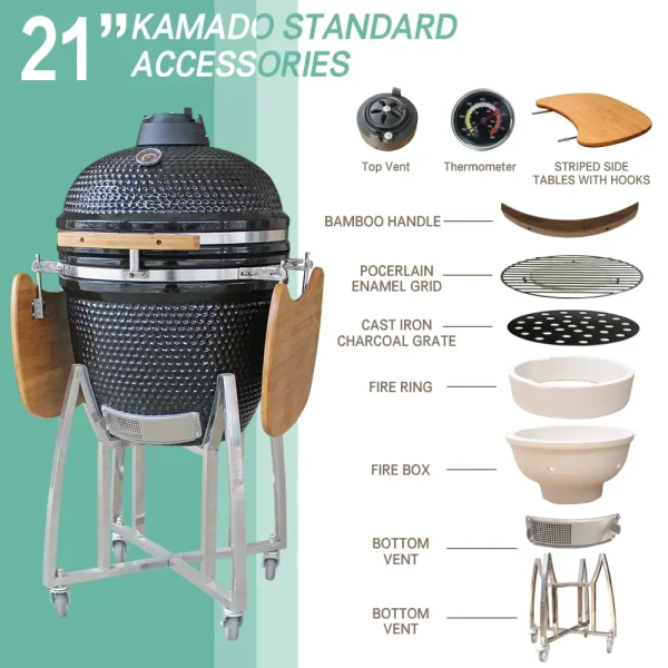 Ceramic Kamado Joe 13" To 29 Inch Charcoal Smoker Bbq Grill Komodo Barbecue Outdoor - Image 10