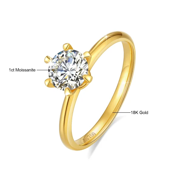 100% Genuine 18K Gold Moissanite Ring Sparkling Diamond Ring for Women Wedding Anniversary Engagement Wedding Gift Fine Jewelry - Image 8