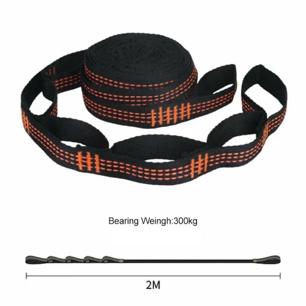 Polyester Straps Reinforced For Outdoor Camping Black Hammock Straps 5 Ring High Load-bearing Barb 2pcs - Image 13