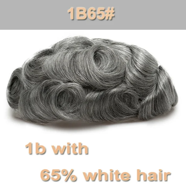 V Loop Grey Hair Men Toupee 0.08-0.1mm Skin PU Human Remy Hair Prosthesis Wig Full Skin PU Hairpiece Men Toupee Hair Replacement - Image 22