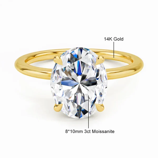 100% Real 14K Gold Oval Moissanite Ring 3ct Certified AU 585 K Gold Luxury Brand Elegant Wedding Jewelry Valentines Ladies Gift - Image 6