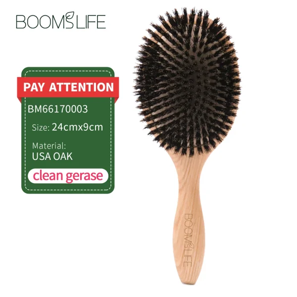 Boar Bristle HairBrush Wood Hair Brush Peine OAK Wood Combs for Women Barber Beauty Care Paddle Scalp Massage Brush - Image 11