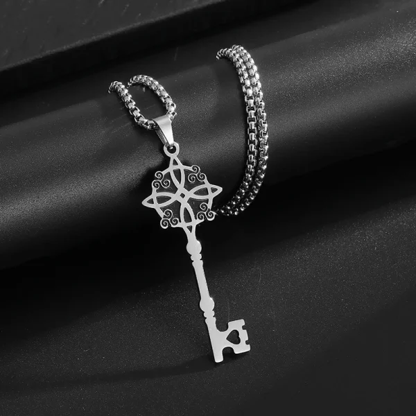 Stainless Steel Irish Witch Knot Celtic Knot Love Cross Key Pendant Necklace Couple Fashion Trend Lucky Amulet Jewelry Gift - Image 32